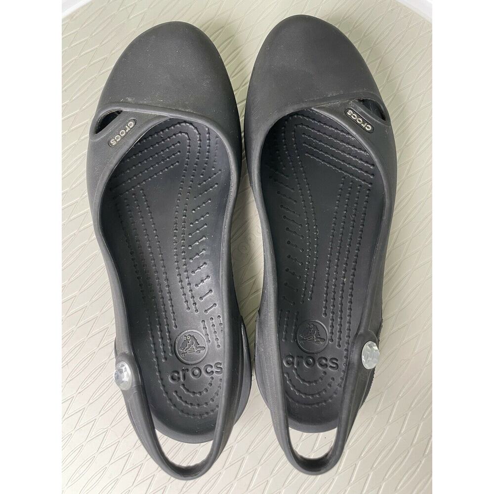 Crocs Women’s Olivia II Slingback Ballet Flats US 7 Black Comfort Slip On Jewel - Picture 3 of 11